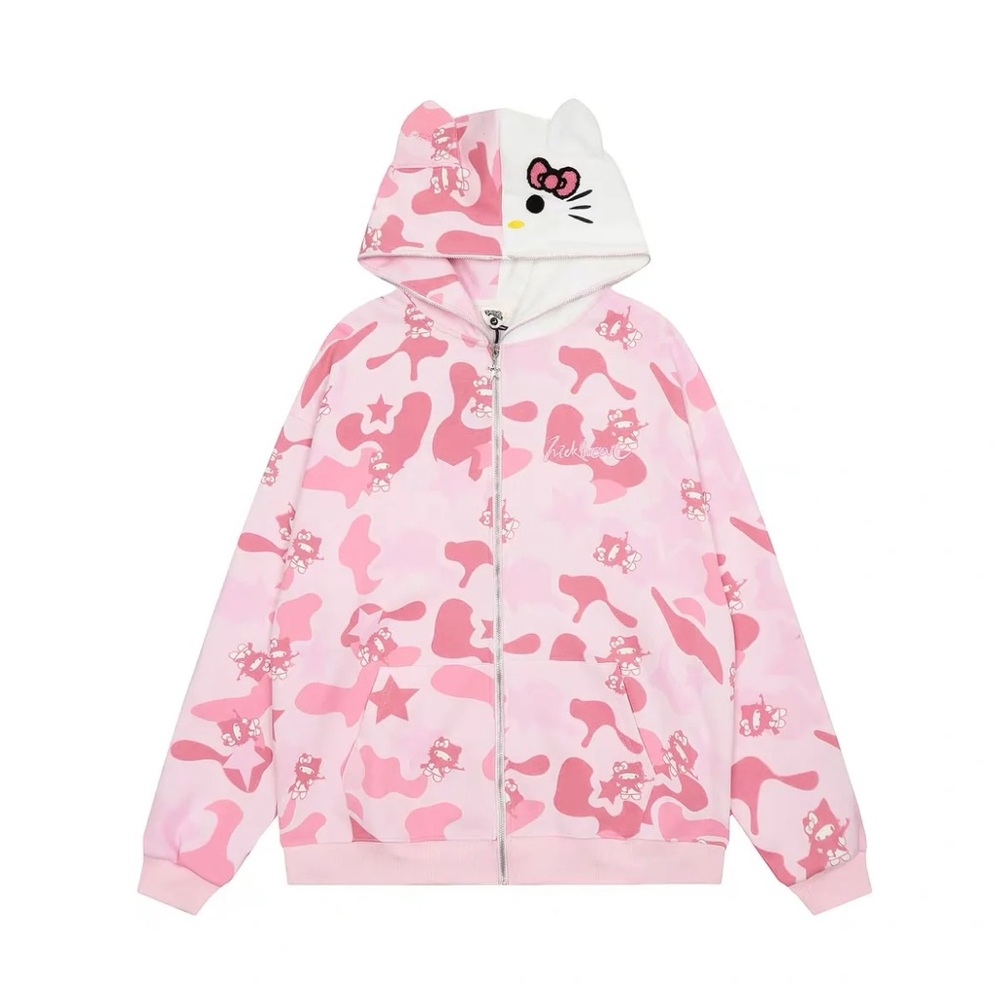 Hello Kitty Camoflauge Hoodie Oversize Sweatshirt-JELLYKAWAII